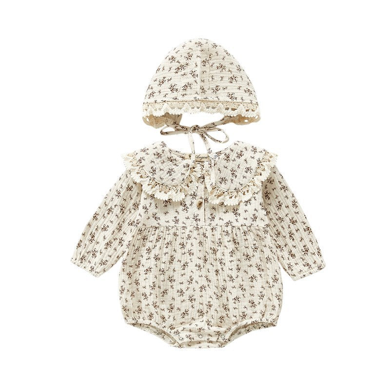 Children&#039;s Clothing Spring And Autumn Korean Style Baby Female Floral Bag Fart Clothes Baby Baby Lace Doll Collar Hatshirt Hatshirt