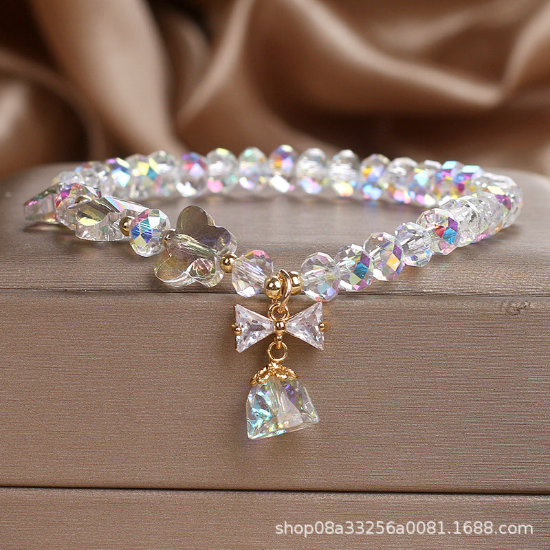 Colorful Crystal Bracelet For Women, Korean Style, Simple Forest Style, Elegant Butterfly Beaded Bracelet