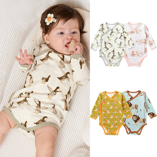 1c Baby Clothes Baby Spring Cotton Jumpsuit Long-sleeved Triangle Romper Romper Baby Bottoming Bag Fart Clothing