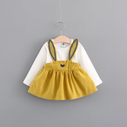 2022 autumn new Korean children&#039;s clothing, girls cute rabbit dress, baby baby princess dress 916