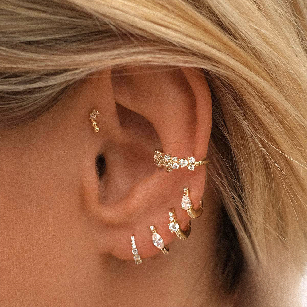 S925 Sterling Silver Luxury Diamond Ear Buckle Circle Premium Ear Ring Earrings Korean Style Elegant Niche Premium Earrings