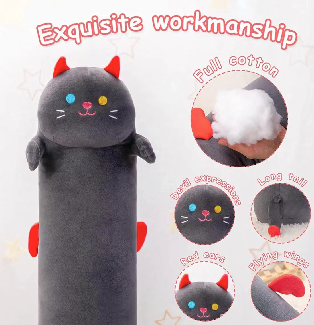 Cross-border New Products Halloween Ritual Sleep Pillow Pillow Pillow Pillow Towering Colorful Cat Pillow Black Cat Pillow