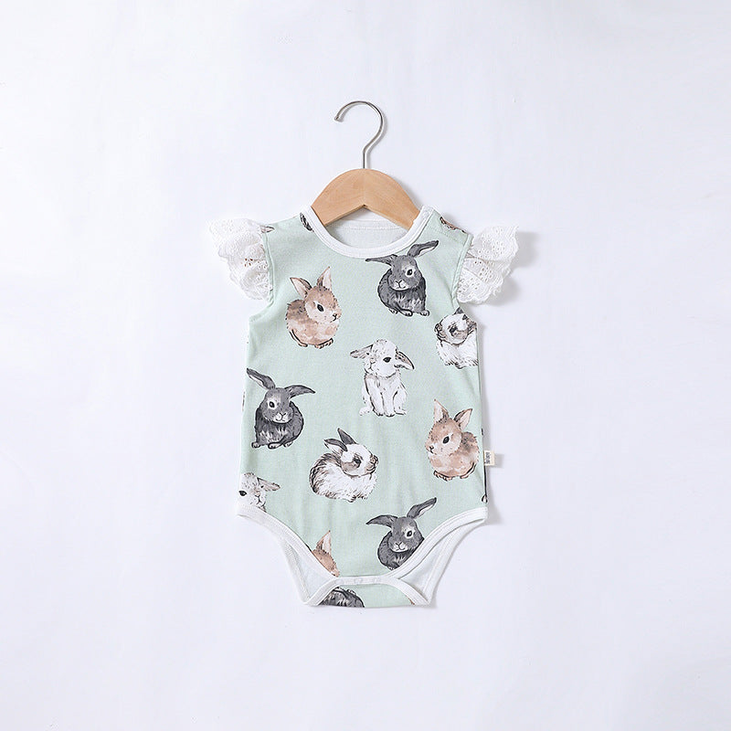 Summer New Baby Fart Clothes Ins Female Baby Short-sleeved Romper Newborn Jumpsuit Baby Romper Thin Section