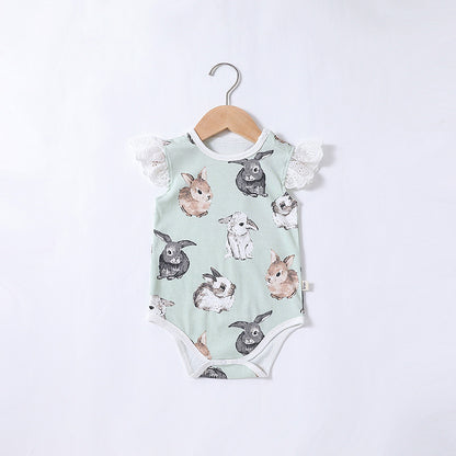 Summer New Baby Fart Clothes Ins Female Baby Short-sleeved Romper Newborn Jumpsuit Baby Romper Thin Section