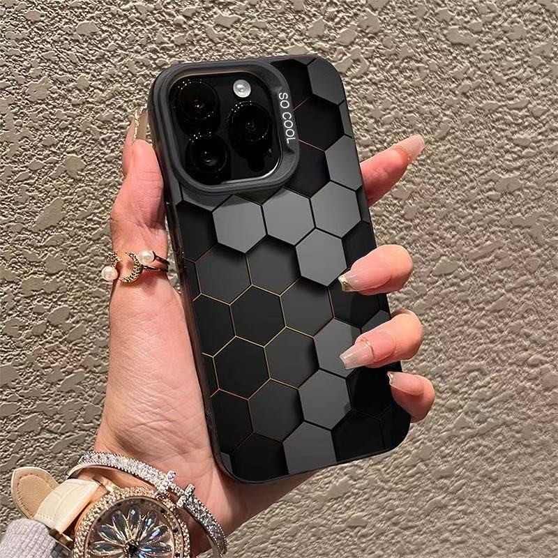 Three-dimensional Honeycomb For Apple 15 Mobile Phone Case IPhone14 Frosted 13pro Yuan Air Shell 12 Drop-resistant 11/xs