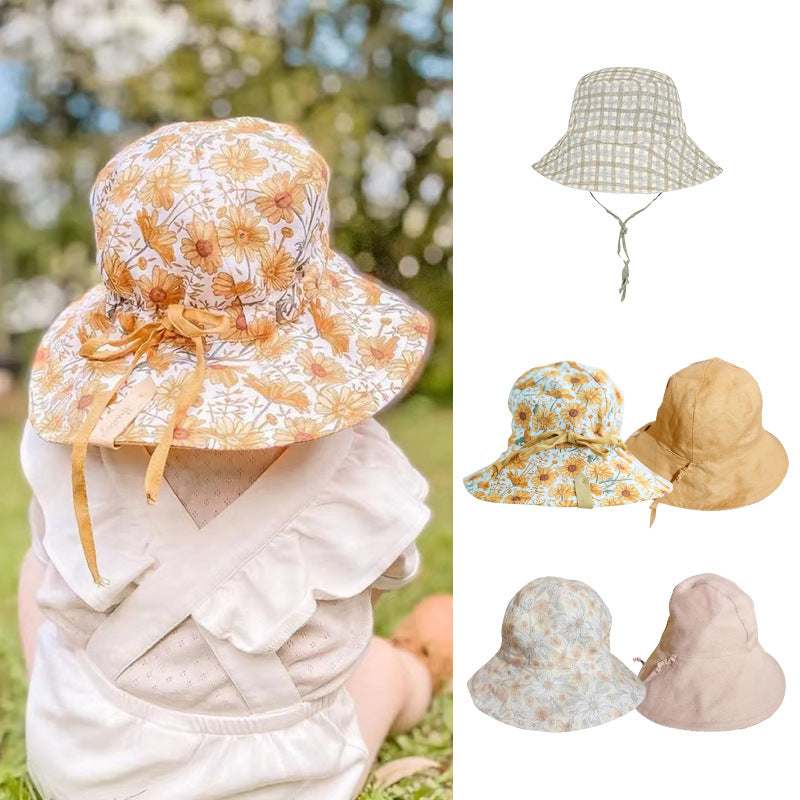 Summer New Ins Children Sun Hat Printed UV Protection Baby Sunscreen Hat Baby Sun Hat