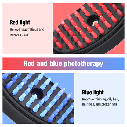 Red Blue Light Massage Comb Scalp Meridian Comb Red Light Health Hair Comb Care Medicine Application Appliance Household Electric Hair Care Hair Care Comb
