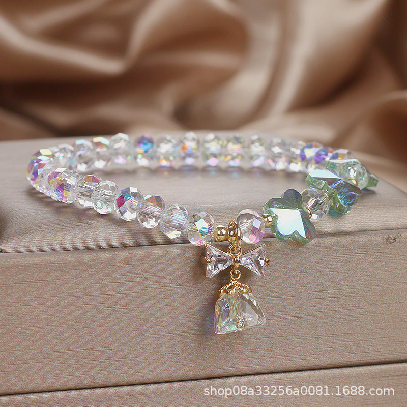Colorful Crystal Bracelet For Women, Korean Style, Simple Forest Style, Elegant Butterfly Beaded Bracelet