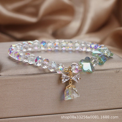 Colorful Crystal Bracelet For Women, Korean Style, Simple Forest Style, Elegant Butterfly Beaded Bracelet
