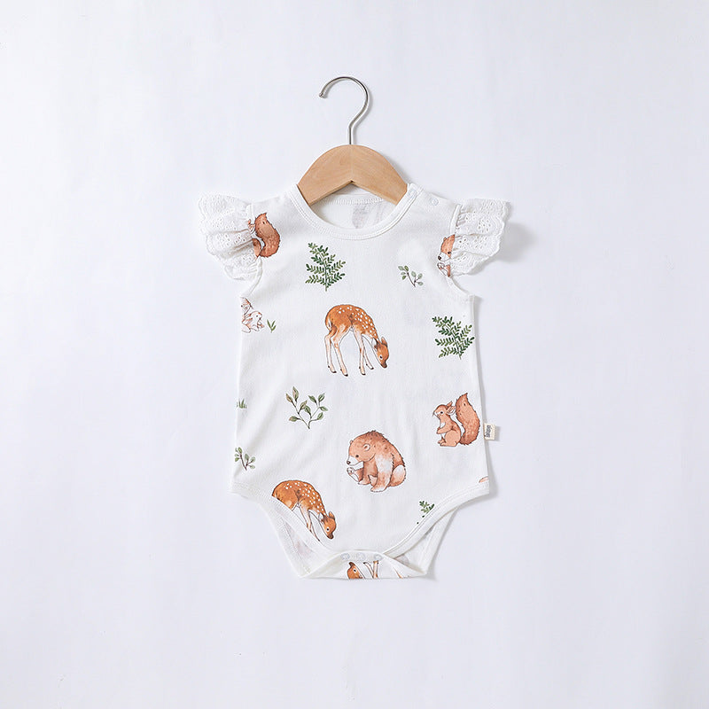 Summer New Baby Fart Clothes Ins Female Baby Short-sleeved Romper Newborn Jumpsuit Baby Romper Thin Section