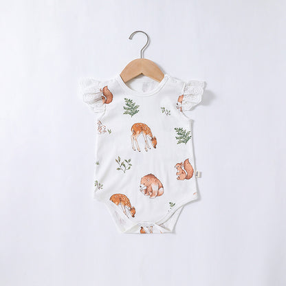 Summer New Baby Fart Clothes Ins Female Baby Short-sleeved Romper Newborn Jumpsuit Baby Romper Thin Section