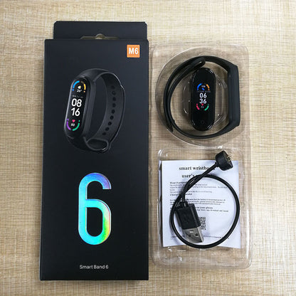 M6 Smart Bracelet Heart Rate Blood Pressure Bluetooth Step Meter Music Weather Sleep Monitoring Cross-border M6 Smart Sports Bracelet