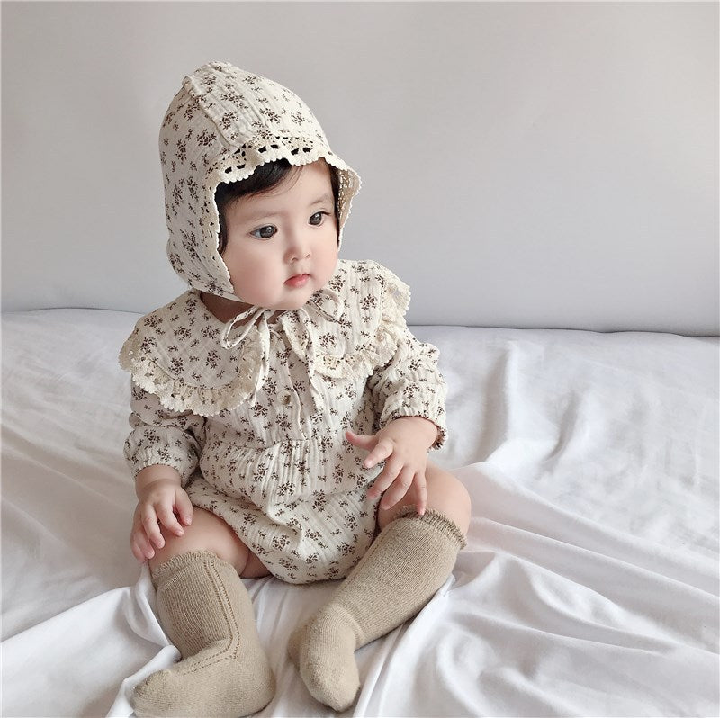 Children&#039;s Clothing Spring And Autumn Korean Style Baby Female Floral Bag Fart Clothes Baby Baby Lace Doll Collar Hatshirt Hatshirt
