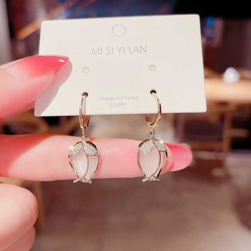 Tulip Opal Earrings Simple Fashion All-match Elegant Earrings High-grade Earrings