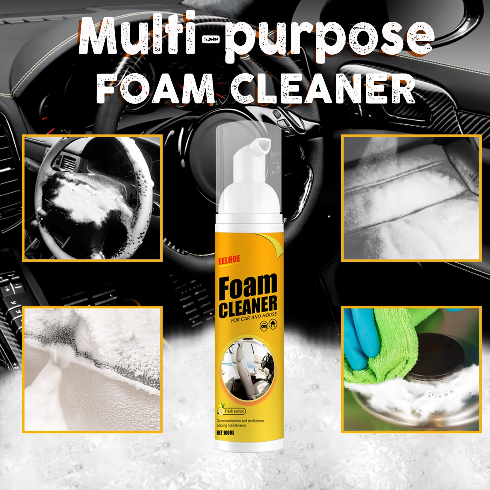 EELHOE Multifunctional Foam Cleaner Supplies Car Interior Decontamination Seat Cleaner Foam Head