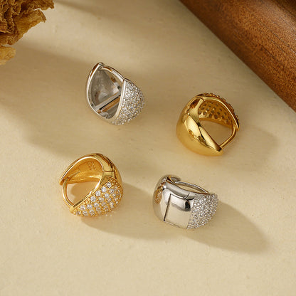 S925 Sterling Silver Fashion Exquisite Full Diamond Triangle Ear Buckle Women&#039;s Light Luxury Elegant High-end Design Sense Autumn And Winter Earrings