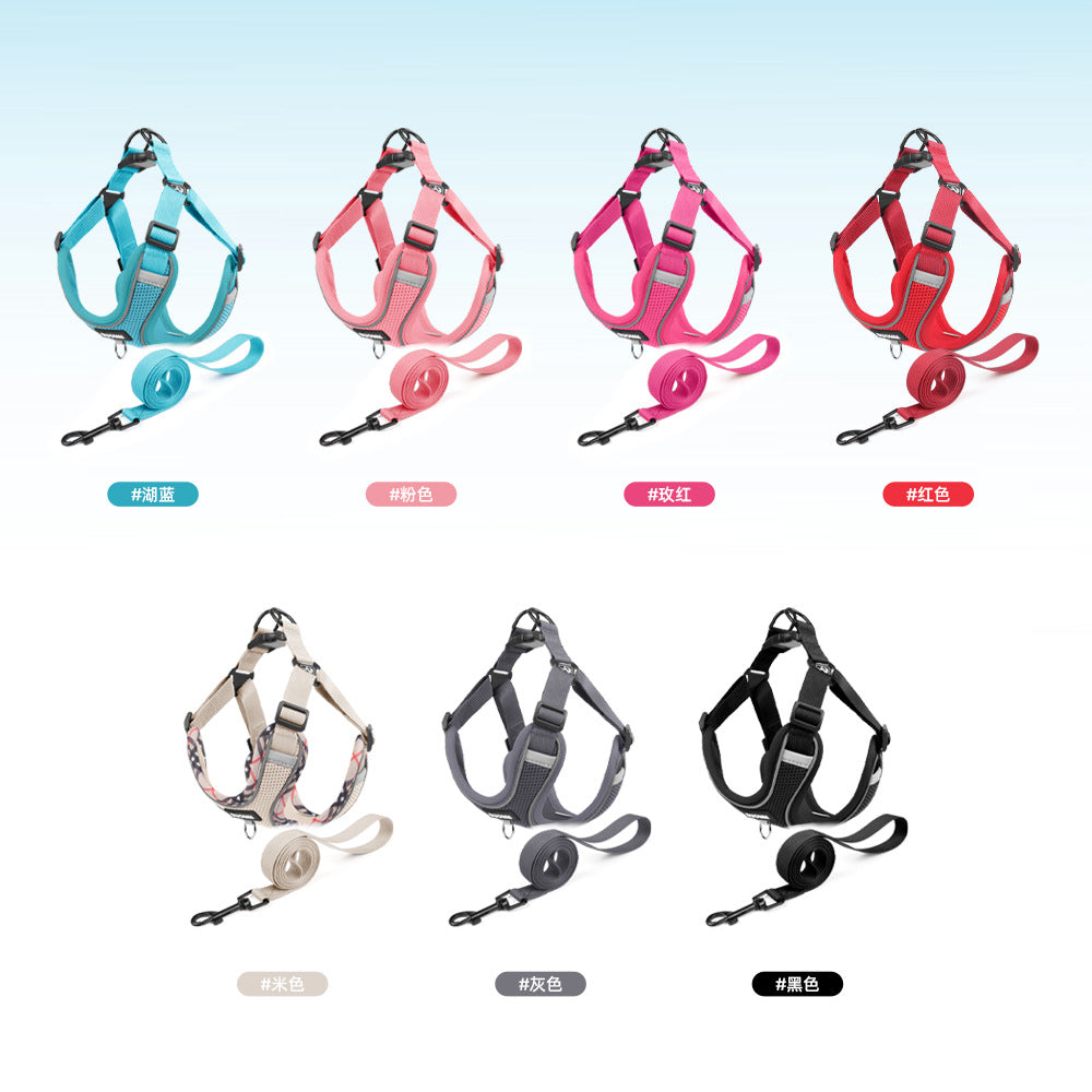New Dog Chest Strap Integrated Lightweight Load-reducing Dog Walking Rope Hanging Dog Tags