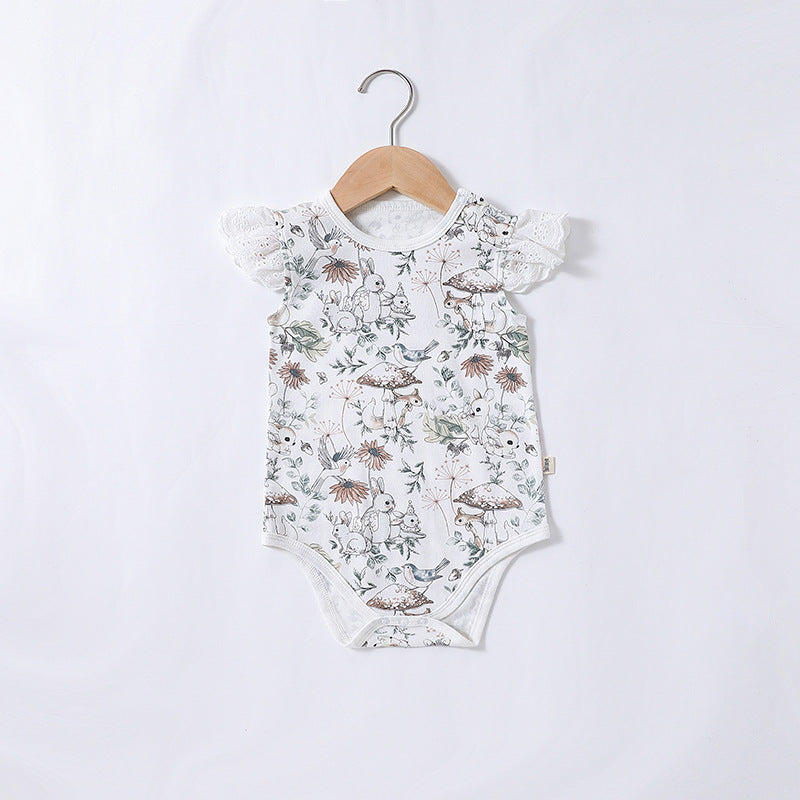 Summer New Baby Fart Clothes Ins Female Baby Short-sleeved Romper Newborn Jumpsuit Baby Romper Thin Section