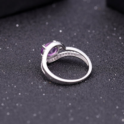 S925 Sterling Silver Inlaid Natural Sapphire Ring