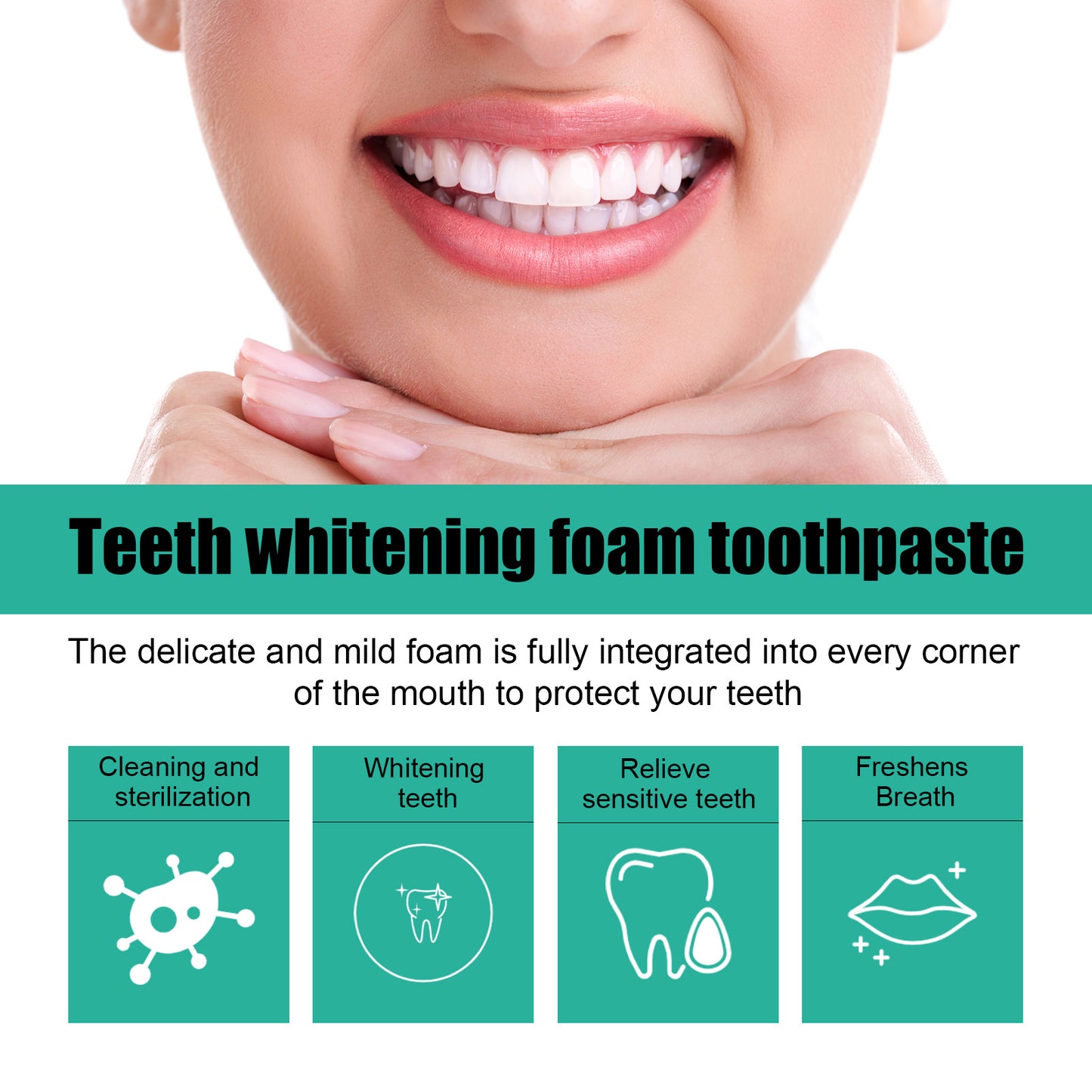 EELHOE Teeth Cleaning Mousse Deep Cleans Teeth Dirt Gums Care Fresh Breath Oral Care Toothpaste