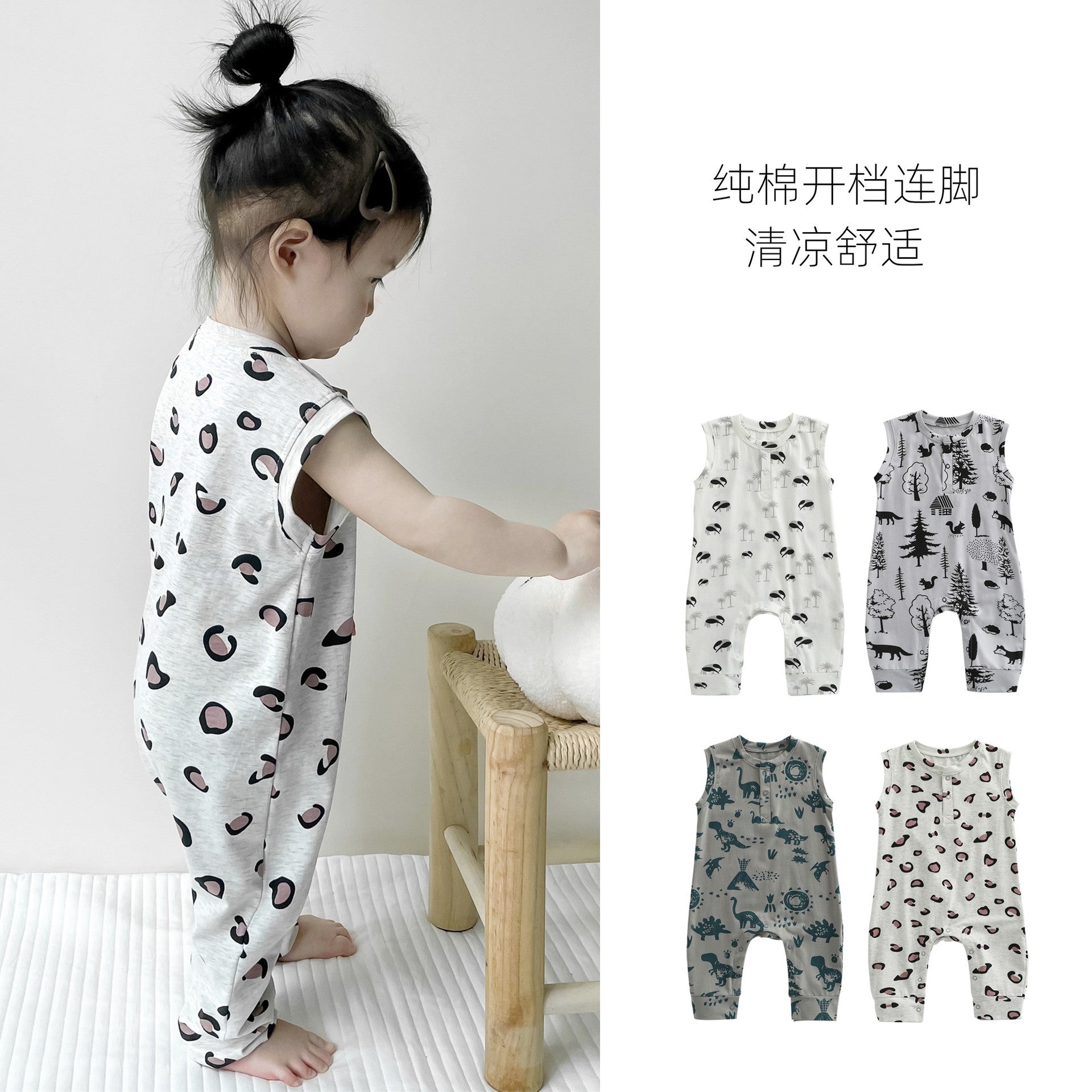Baby Clothes Summer Thin Sleeveless Vest Romper Baby Girl Super Foreign Style Climbing Clothes Summer Clothes Baby Boy Cotton Jumpsuit