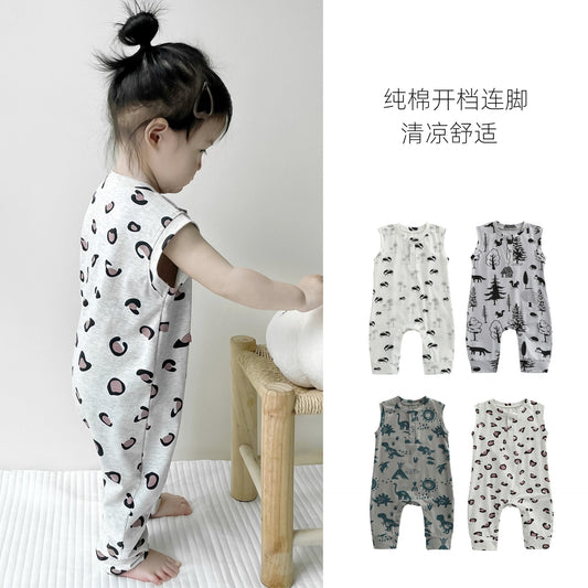 Baby Clothes Summer Thin Sleeveless Vest Romper Baby Girl Super Foreign Style Climbing Clothes Summer Clothes Baby Boy Cotton Jumpsuit