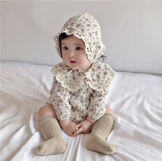 Children&#039;s Clothing Spring And Autumn Korean Style Baby Female Floral Bag Fart Clothes Baby Baby Lace Doll Collar Hatshirt Hatshirt