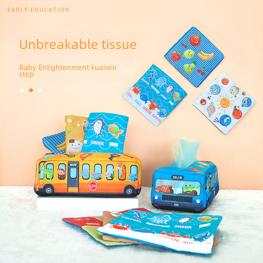New Baby Plush Tissue Box Toy Baby Simulation Learning Finger Exercise Tissue Drawing Toy