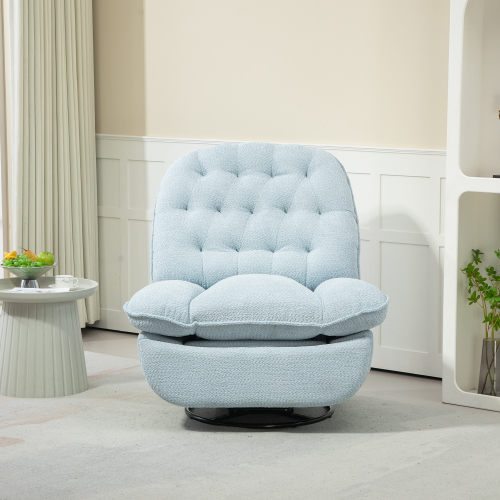 360° Swivel Recliner Adjustable Chair Chenille Glider Swivel Reclining Sofa Chair with Black Metal Round Base - Gray