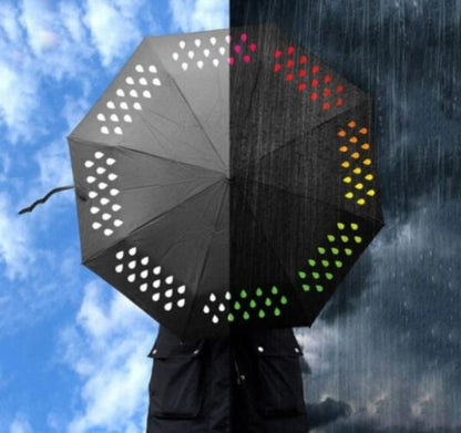 Water Color Changing Umbrella Tri-folding Hand-opening Color Gradient Raindrop Color Changing Umbrella Color Changing Umbrella Customization