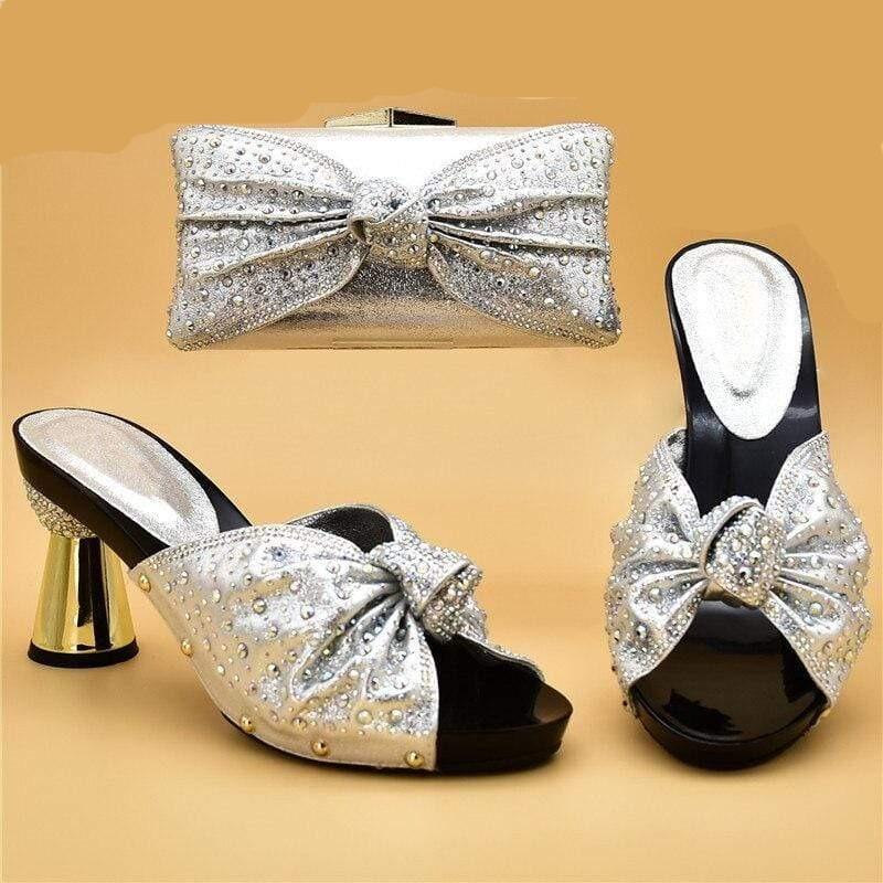 New Arrival Italian Shoes with Matching Bags African Women Shoes and Bags Set for Prom Party Summer Sandal High Quality Pumps