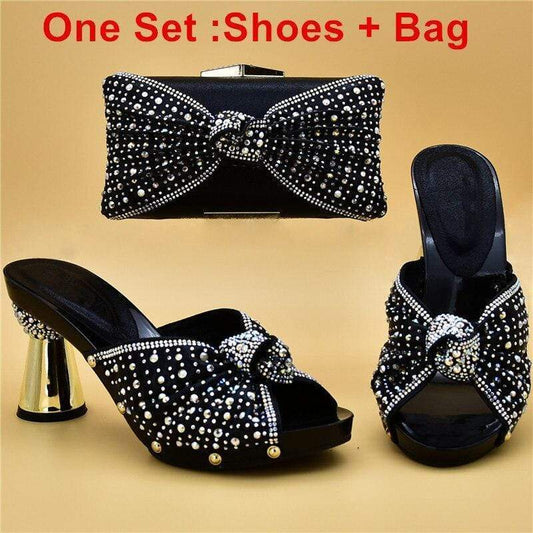 New Arrival Italian Shoes with Matching Bags African Women Shoes and Bags Set for Prom Party Summer Sandal High Quality Pumps